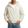 thumbnail image 4 of Zpzdpjkx Mens Color-Blocked Stripe Hooded Sun Protection Jacket Windproof Drawstring Hem Zipper Pockets Lightweight Outerwear for Travel Jogging Cycling Golf Daily Commute Casual Jackets for Men, 4 of 4