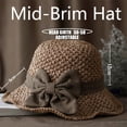 thumbnail image 2 of Versatile Retro Woven Handmade Sun Hat with Ruffled Bow Elegant Crochet Hats for Women Foldable Breathable Beach Hat Wide Brim Womens Straw Hat, 2 of 9