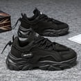 thumbnail image 3 of Thick Sole Pure White Men's Shoes Black Sports Casual Fashionable Men's Sneakers - Breathable Mesh, Non-Slip PVC Sole, Lace-up, All-Season, 3 of 9