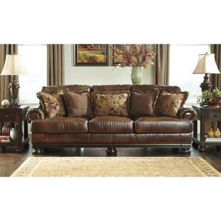 Ashley Furniture Hutcherson Leather Sofa In Harness Walmart Com