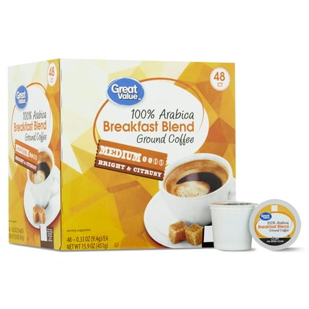 UPC 078742114408 Great Value 100 Arabica Breakfast Blend Medium Roast Ground Coffee Pods 48 Ct upcitemdb