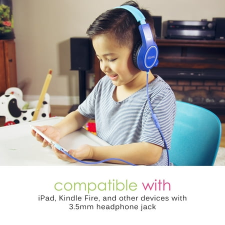 MEE audio - KidJamz 3 Wired On-Ear Headphones with Built-In Microphone and Volume-Limiting Technology - Blue