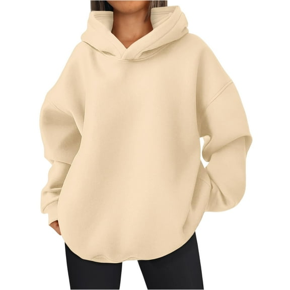Resicozy Womens Oversized Hoodies Comfy Oversized Plain Sweatshirts Fall Fashion 2025 Pullover Casual Tops Clothes Beige L