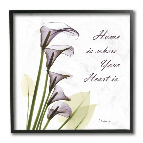 Stupell Industries Home Where Heart Is Quote Calla Lily Flowers Black Framed by Albert Koetsier
