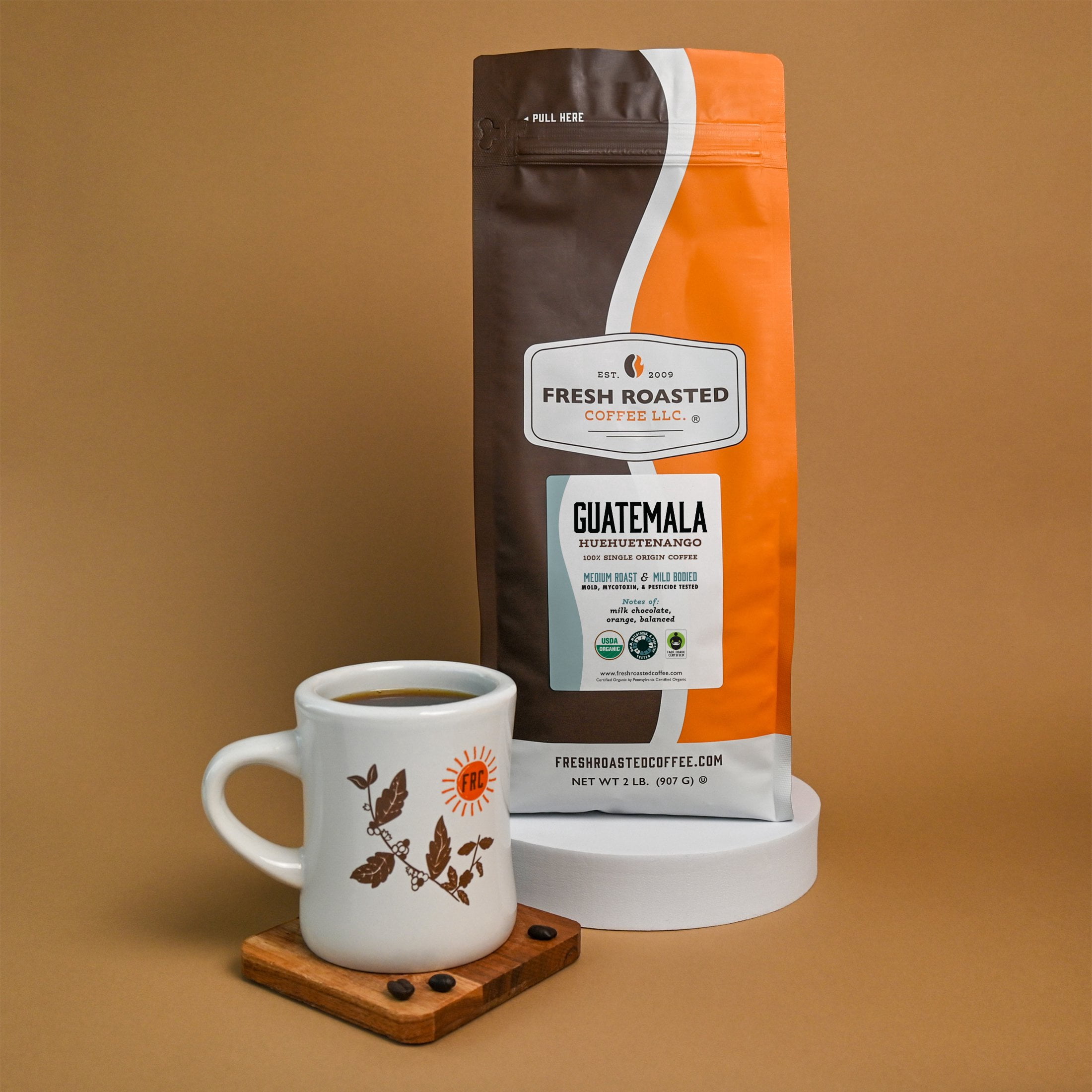 Fresh Roasted Coffee, Organic Guatemalan Huehuetenango Coffee, Medium Roast, Drip Ground, 32 oz 2 lbs