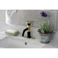 thumbnail image 2 of Kingston Brass KSD2822RX Belknap One-Handle Single-Hole Bathroom Faucet with Deck Plate and Push Pop-Up Drain, Matte Black/Polished Brass, 2 of 7