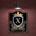 thumbnail image 2 of Letter X Initial Fancy Gold Crown BLACK Aluminium Composite Sign 8.5''x10'', 2 of 9