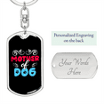 thumbnail image 2 of Mother of Dog Red Blue  Stainless Steel or 18k Gold Premium Swivel Dog Tag Keychain, 2 of 16