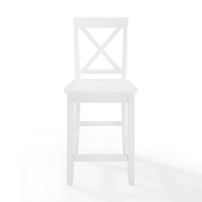 HomeStock Art Nouveau Allure X Back 2Pc Counter Stool Set White 2 Stools