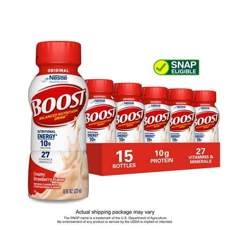 BEST BY 16 NOVEMBER 2025 BOOST Original Balanced Nutritional Drink  Creamy Strawberry  10 g Protein  15 - 8 fl oz Bottles
