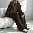thumbnail image 4 of Iyufng Womens Two Piece Sets Loose Round Neck Long Sleeve Tops Elastic Waist Wide Leg Pants Loungewear Sets, 4 of 7