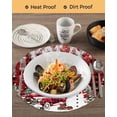 thumbnail image 3 of 15 Inch Round Placemats Set of 6, Red Plaid Christmas Non Slip Heat Insulation PP Table Mats, Xmas Snowman Truck Tree Balls Washable Place Mats for Kitchen Dining Party Table Decor, 3 of 7