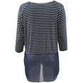 thumbnail image 2 of Plus Size Women's Short Sleeve Striped Chiffon Bottom Fashion Casual T Shirt Top Navy 3X (16.038), 2 of 5