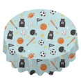thumbnail image 2 of Football and Basketball Blue Pattern Round Tablecloth 60"x60", Wrinkle Resistant Wipeable Table Cover for Kitchen Dining Room Picnic Patio and Party, 2 of 6