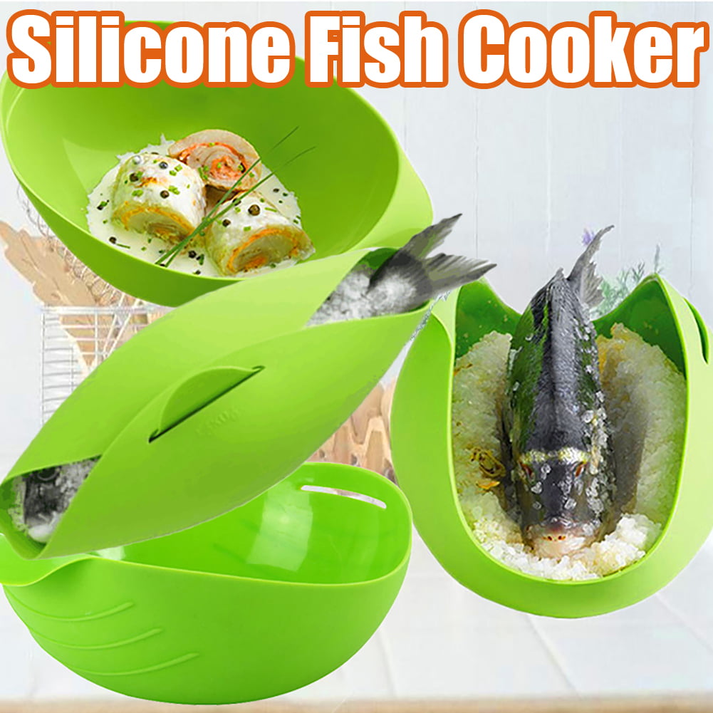 Heat Resistant Reusable Microwave Vegetable Steamer Fish Poacher 1pcs All-Purpose Foldable Silicone Cooking Pocket Cloche Bread Baker 