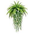 thumbnail image 2 of Plantas Verdes De Plástico Planta colgante artificial de eucalipto persa blanco con forma de camelia,follaje verde de plástico para decoración de paredes interiores y exteriores (1 pieza). Rkxzt, 2 of 6