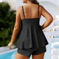 thumbnail image 4 of Swimdress for Women Built-in Bra with Boyshorts V Neck Ruched Front Tummy Control Tankini Set 2 Piece Plus Size Modest Bathing Suits, 4 of 6