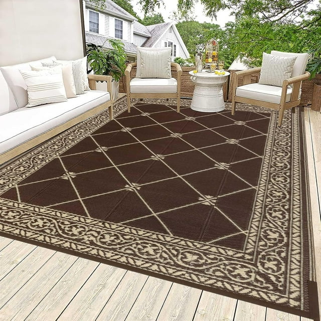 Outdoor Rug for Patio xft Portable Plastic Straw Rug Outdoor Carpet Foldable Reversible Mat Outside Carpet for Rv Balcony Deck Porch Picnic Beach Camping