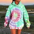 thumbnail image 2 of Olyvenn Women Tie Dye Print Loose Hoodies, Fall Going Out Y2K Trendy Sweatshirts Casual Comfy Sports Pullover with Pockets Green L, 2 of 5
