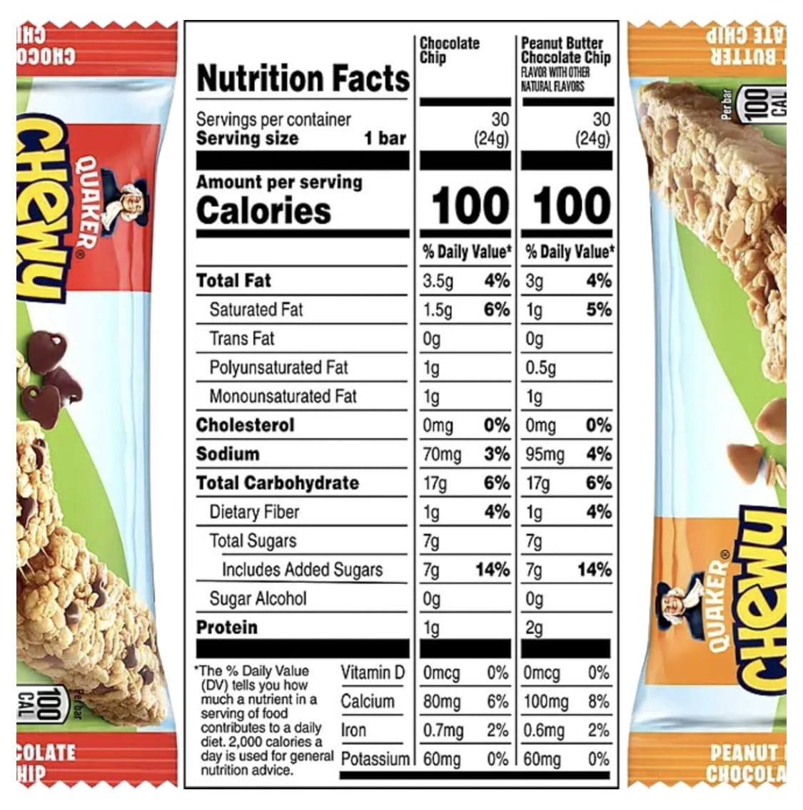 Quaker Chewy Granola Bar, Variety Pack, 0.84 oz, 60 ct