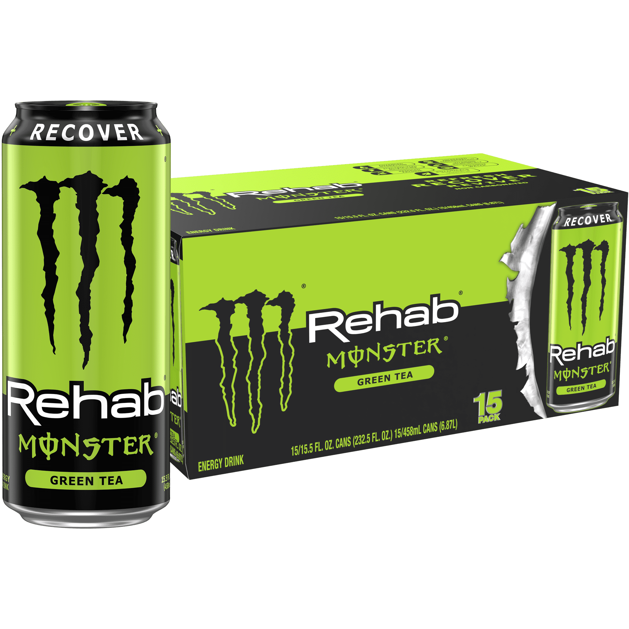 Monster Rehab Green Tea + Energy Drink, 15 Pack - 15.5 fl oz Cans