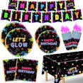 thumbnail image 1 of Set de decoración para fiestas Miucat Neon Birthday, 122 piezas, con mantel, 1 of 7