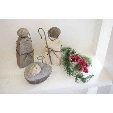Kalalou Set of 3 River Rock Mary Joseph and Jesus