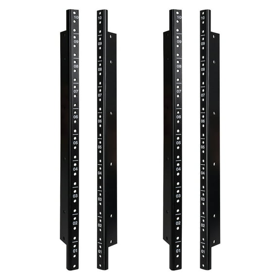 Sound Town 4-pack 10U Steel Rack Rails, with Black Powder Coated Finish and Screws (ST-RR-10UX2)