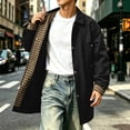 thumbnail image 2 of Bxsruta Mens Mid Length Trench Coat Plaid Lined Casual Outerwear Windbreaker with Pockets, 2 of 8