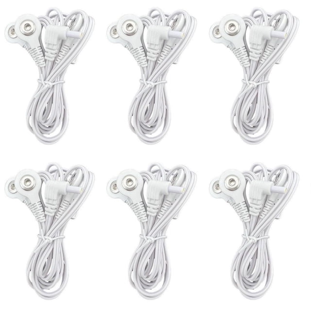 Cables conductores TENS premium de repuesto de 2,35 mm con conector blindado a 4 conectores de presión de 3,5 mm para unidades TENS (paquete de 6)