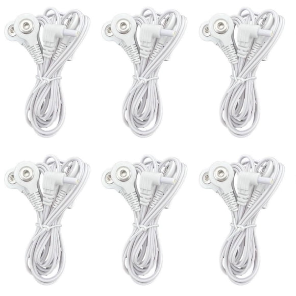 Cables conductores TENS premium de repuesto de 2,35 mm con conector blindado a 4 conectores de presión de 3,5 mm para unidades TENS (paquete de 6)