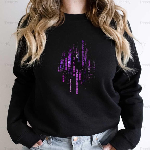 Cyberpunk City Purple Sci-Fi Skyline Futuristic Graphic Unisex Sweatshirt M390445, Up to Size 5XL