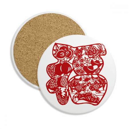 

Blessing Paper Cut Flower Bird Fish Coaster Cup Mug Tabletop Protection Absorbent Stone