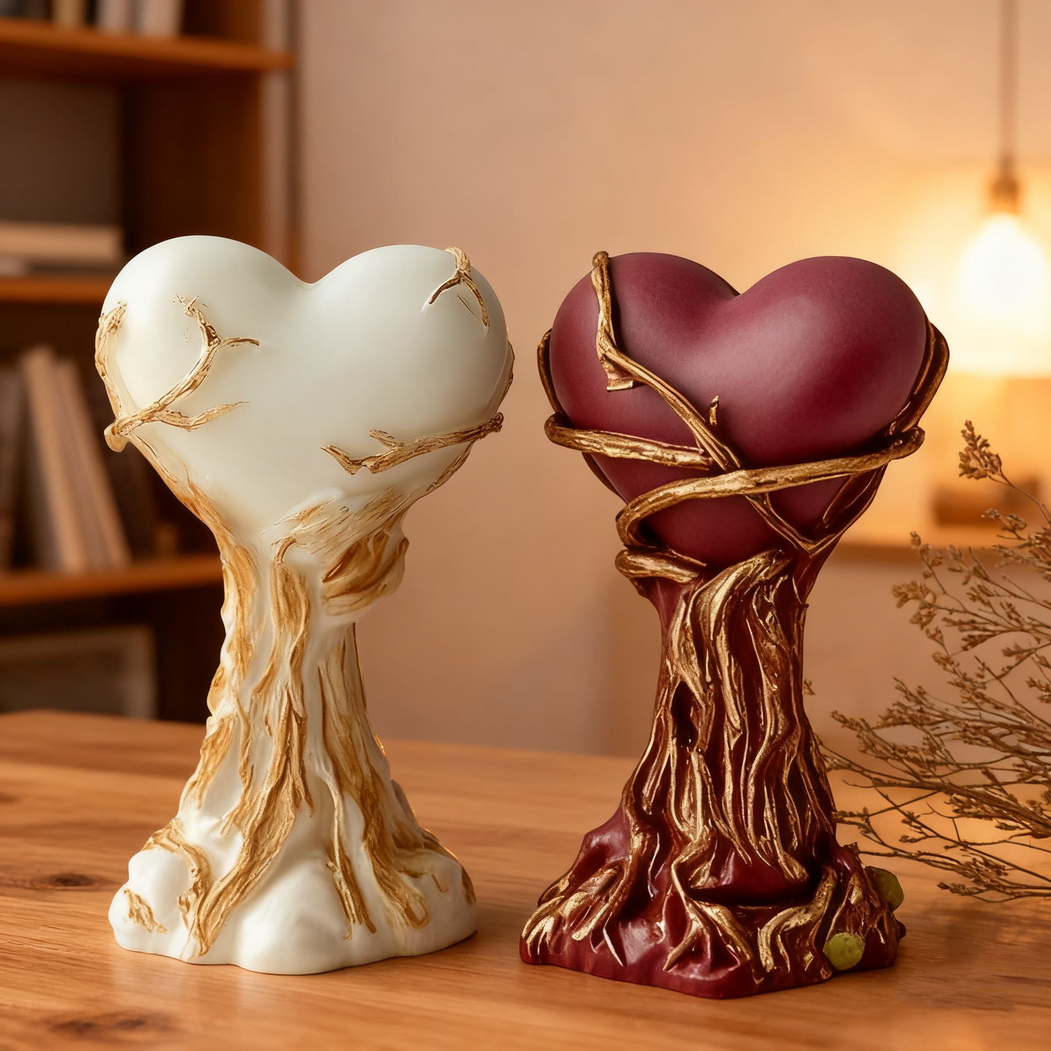 JDH 2PCS Love Candle Mold Exquisite and Interesting 3D Tree Holding Love Resin Mold Used for Home Decoration Candle Gypsum Production