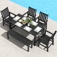 thumbnail image 2 of Gymax 6PCS Patio Dining Bench Set Outdoor HDPE Weather Resistant Table & Chairs Set Black, 2 of 10