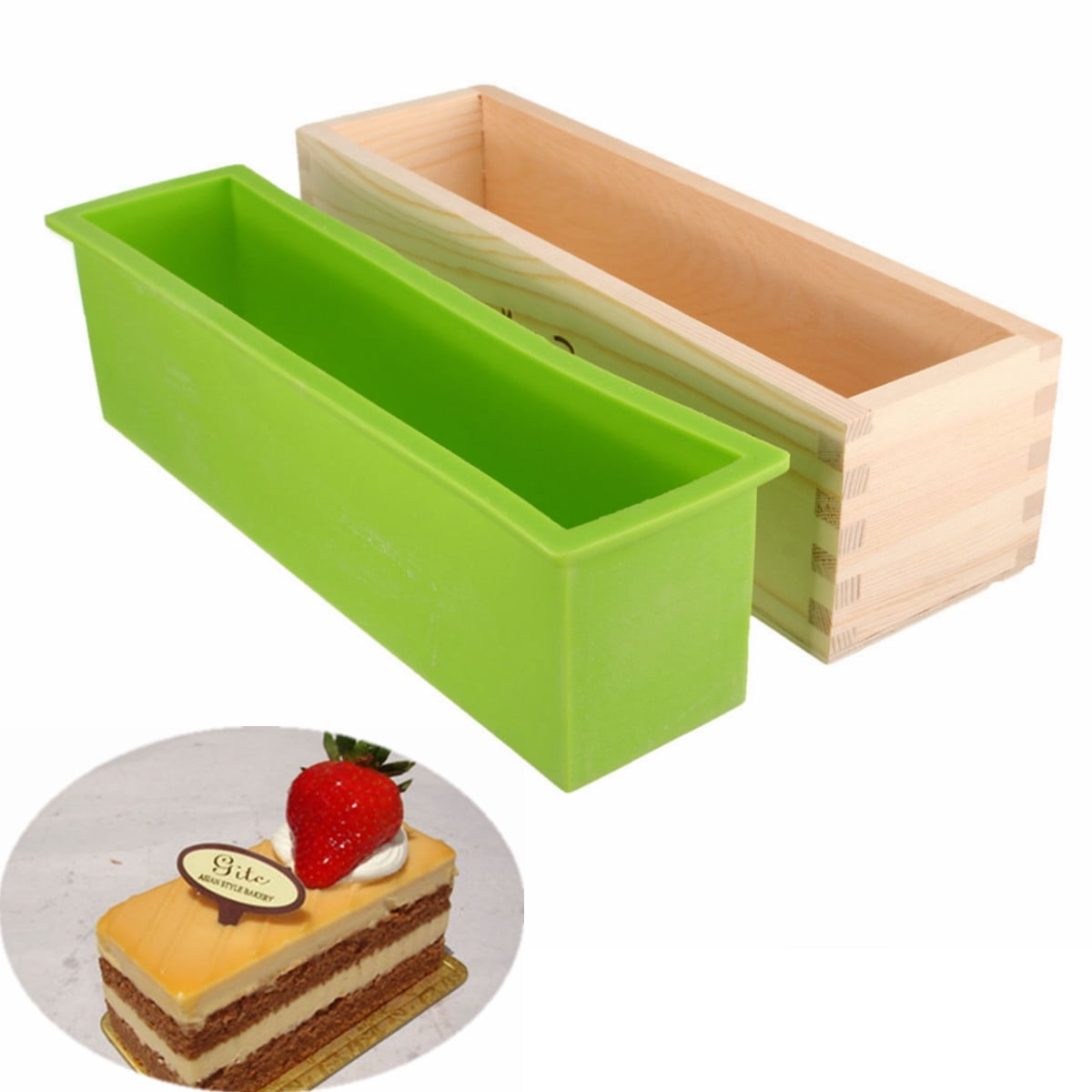 Rectangle Silicone Soap Mold Wooden Box DIY Tools Toast Loaf Baking