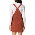 thumbnail image 3 of INSPIRE CHIC Women's Overall Dress Adjustable Strap A-Line Invisible Side Zipper Casual Suspender Skirt L Brick Red, 3 of 6