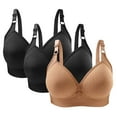 thumbnail image 2 of CLOISE Womens Bras No Wire Push Up 3 Pack Wireless Push up Bras with Support and Lift Full Coverage Large Bust Seamless Padded Bras Straps Adjustable Sleep Bras Soft Everyday Bras Black 44/100, 2 of 3