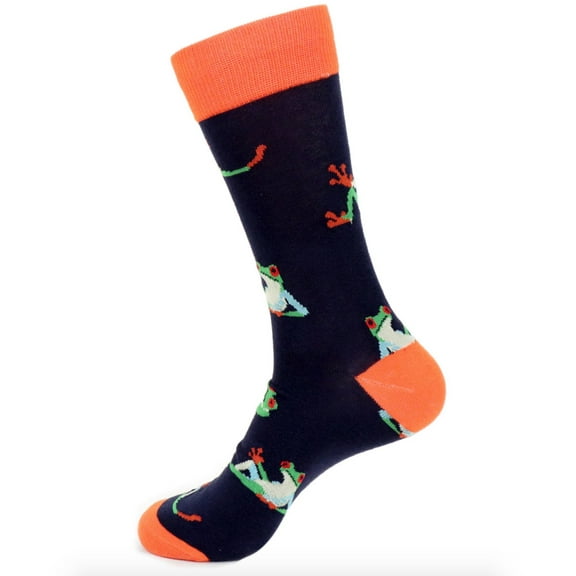Urban-Peacock Men's Novelty Fun Socks - Frogs in Dark Navy - 1 Pair