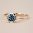 thumbnail image 2 of Vintage Round Alexandrite Ring 14k Rose Gold Vermeil Engagement Ring Promise Ring June Birthstone Ring Anniversary Gift for Her Promise Ring, 2 of 3