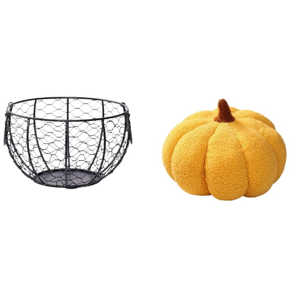 Cesta De Alambre Para Guardar Huevos, Cesta Tejida De Alambre De Hierro, Cesta Rústica Para Frutas Y Verduras, Para Encimera De Cocina, Baño, Almohadas De Calabaza De Halloween, Cojín