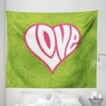 thumbnail image 1 of Retro Tapestry, Heart Illustration on Paisley Background Centre of Love Nutrient Retro Design, Fabric Wall Hanging Decor for Bedroom Living Room Dorm, 5 Sizes, Green White Pink, by Ambesonne, 1 of 1
