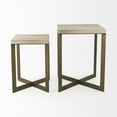 thumbnail image 3 of Faye 19L x 19W x 26H Light Brown Wood W/ Gold Metal Base Accent Tables, 3 of 11