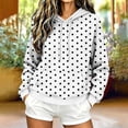 thumbnail image 2 of Womens Graphic Hoodies Drawstring Loose Pullover Hooded Sweatshirts with Pocket Drop Shoulder Long Sleeve Tops (3XL, White|Polka Dot), 2 of 6