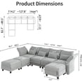 thumbnail image 4 of LLappuil Modular Sectional Sofa, 7 Seat Modular Sectional Sofa with 3 Storage Ottoman, 25.6 Deep Seat Chenille Sofa Gray, 4 of 8