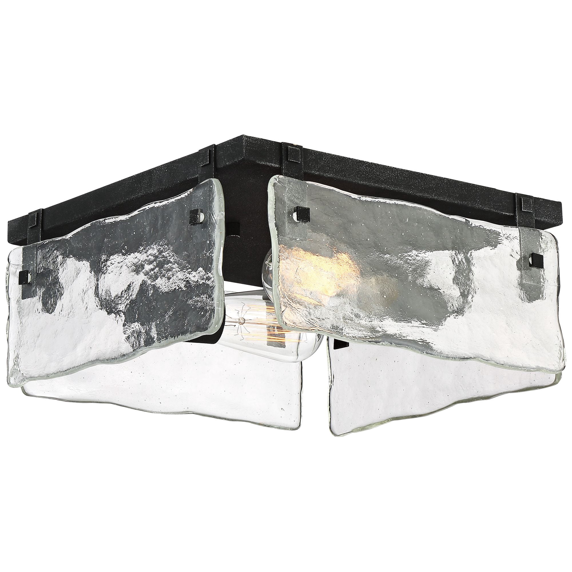 360 Lighting Cassington Modern Farmhouse Ceiling Light Flush Mount Fixture 11 3/4" Wide Washed Black 2-Light Art Glass for Bedroom Kitchen Living Room