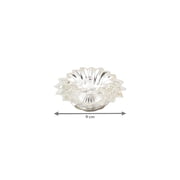 Silver Plated Shiny Flowery Diya, Pooja Items for Home Set Silver, Pooja Articles for Home Decor, Small Home Function Return Gift (Pack of 1)
