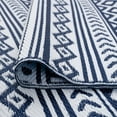thumbnail image 6 of 6x9 Waterproof, Reversible Plastic Straw Outdoor Rugs for Patios | Also for Camping, RV, Deck, Porch, Balcony, Camp, Patio | Navy, Stripe | Size: 5'11'' x 8'10'', 6 of 7