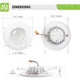 thumbnail image 3 of 6 Inch LED Recessed Light, Swivel Retrofit Can Downlight, Dimmable Directional Ceiling Light, CRI 90, 15W (110W Replacement), 1060 Lm, 5000K (Daylight), ETL, Energy Star, 6 Pack, 3 of 5