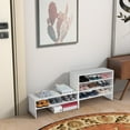 thumbnail image 2 of Topbuy 2-tier Stackable Shoe Rack 31" Width Organizer Shelf Set of 3 White, 2 of 9